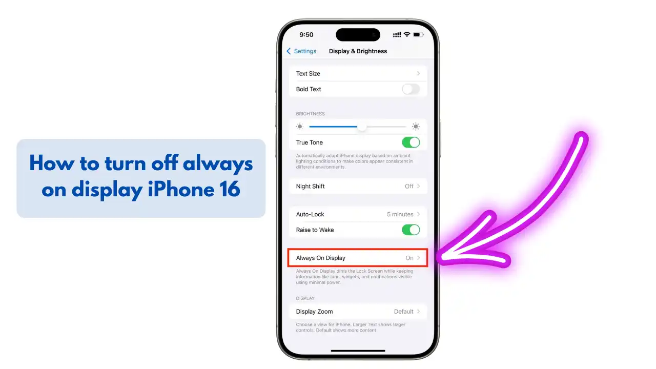 How to turn off always on display iPhone 16