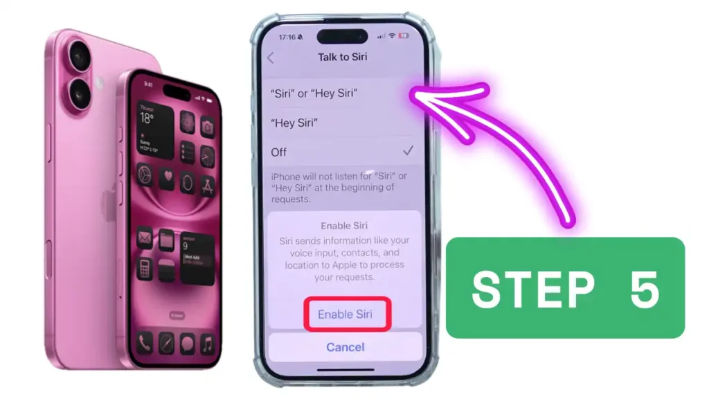Set up Siri on iPhone 16 - Step 5