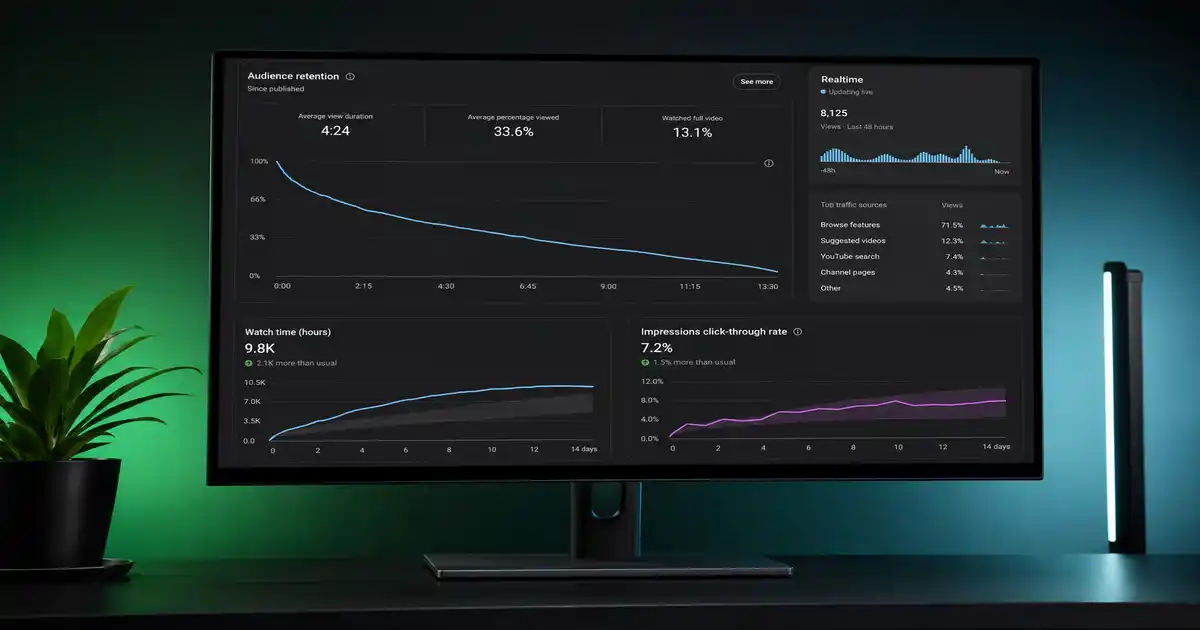 YouTube audience retention curve and watch time analytics 2026