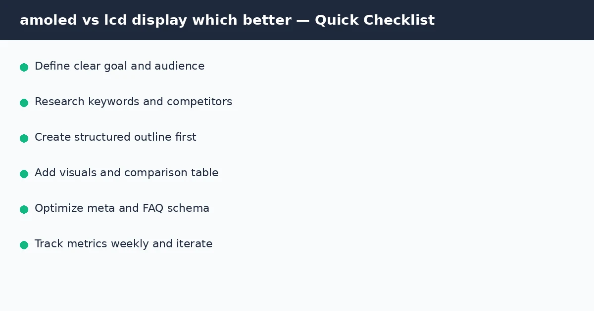 amoled vs lcd display which better quick checklist infographic