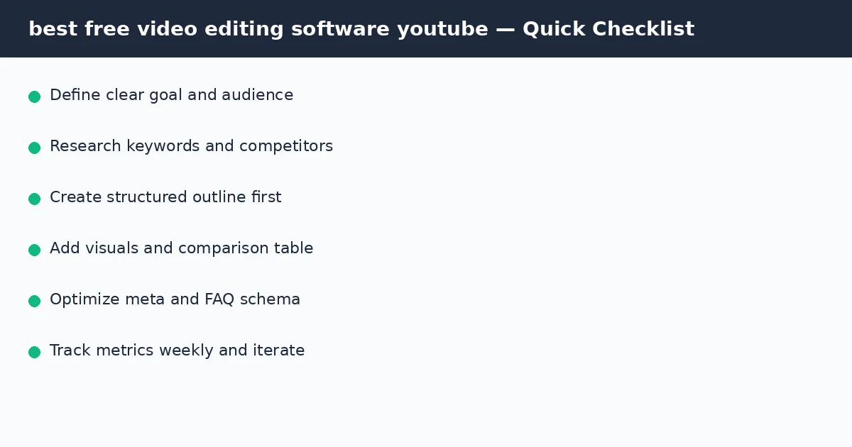 best free video editing software youtube quick checklist infographic