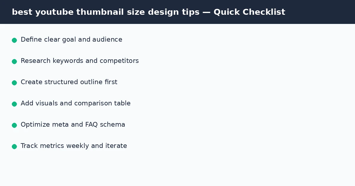 best youtube thumbnail size design tips quick checklist infographic