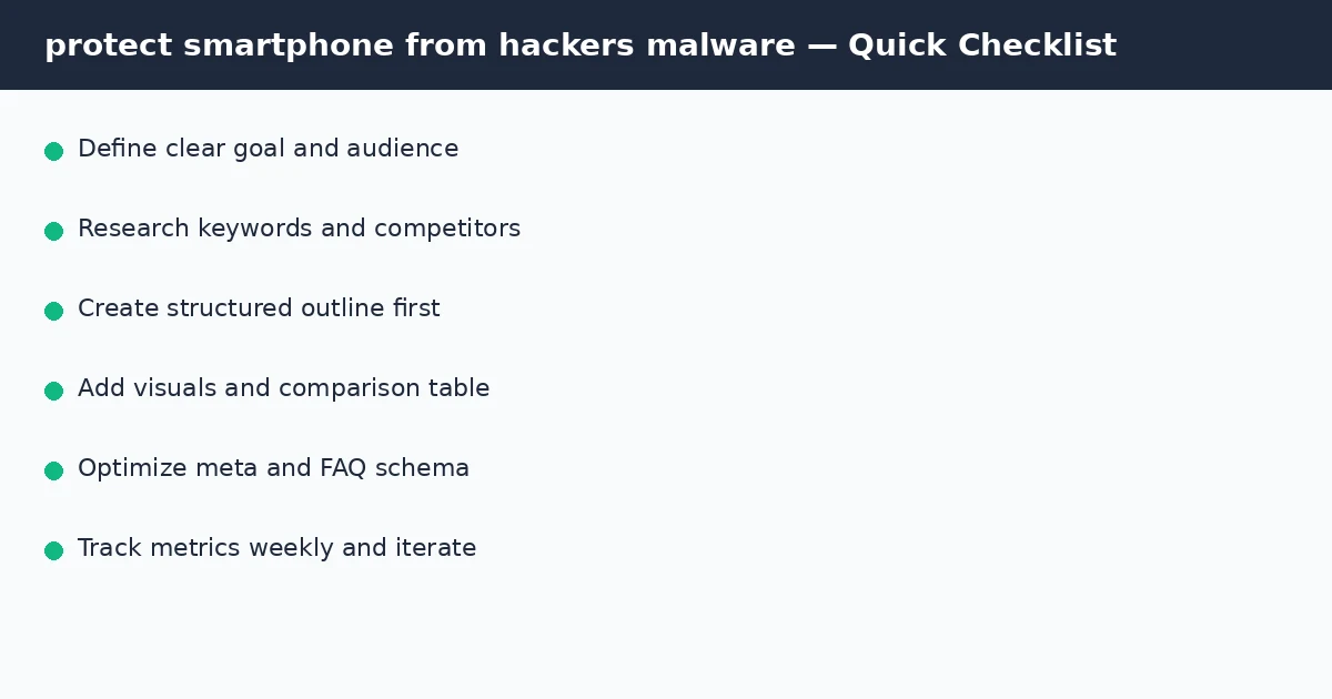 protect smartphone from hackers malware quick checklist infographic