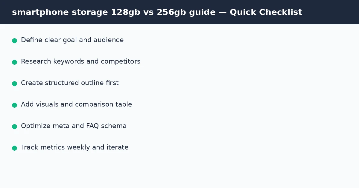 smartphone storage 128gb vs 256gb guide quick checklist infographic