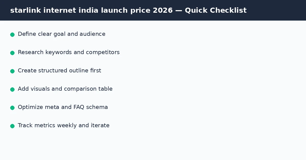 starlink internet india launch price 2026 quick checklist infographic