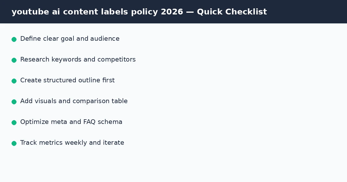 youtube ai content labels policy 2026 quick checklist infographic