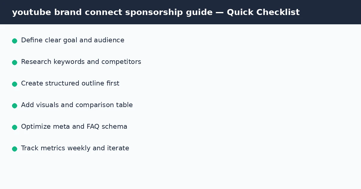 youtube brand connect sponsorship guide quick checklist infographic