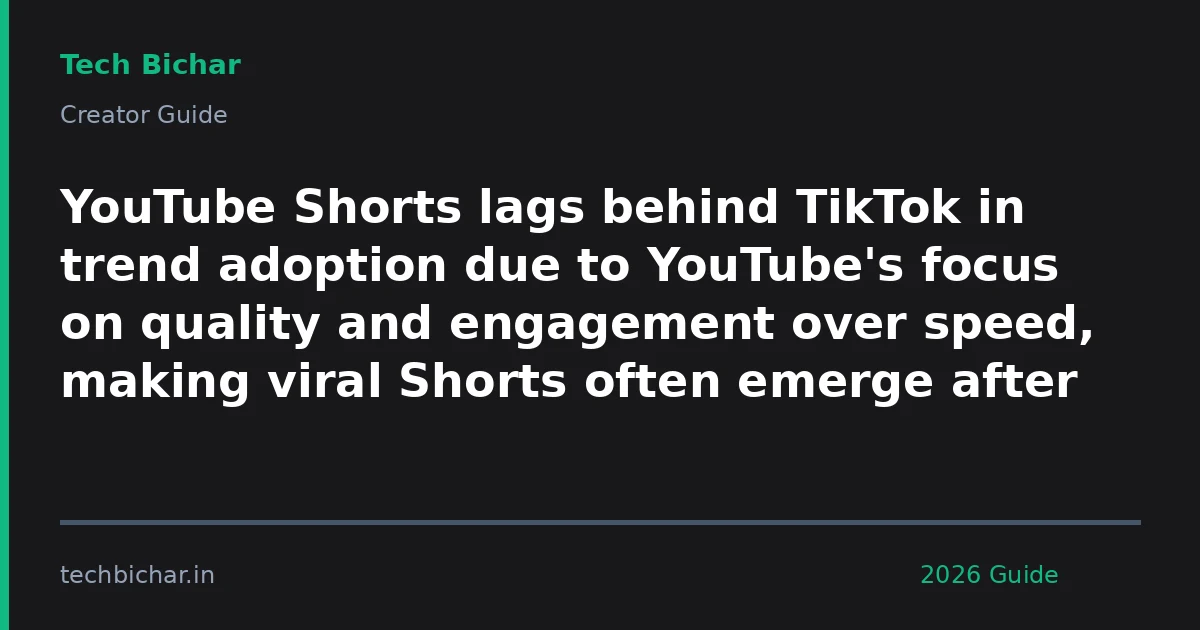 youtube shorts lags behind tiktok — creator guide featured image 2026
